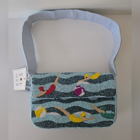 Sol & Mer Handbags - Sol and Mer Swimmer Beaded Shoulder Bag – Pool Party Design